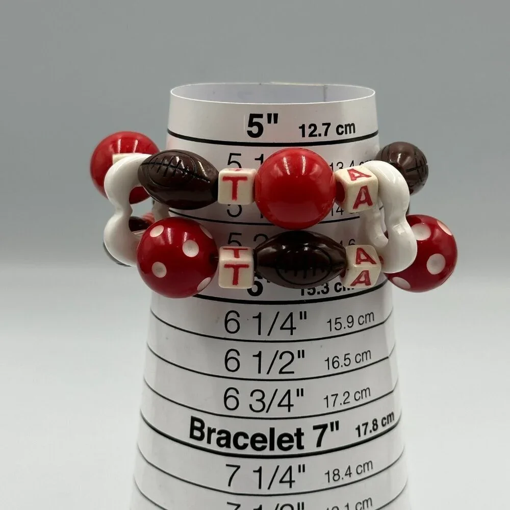3/$30 Narmi Watch Women Silver Tone Utah Football Bead Stretch Bracelet